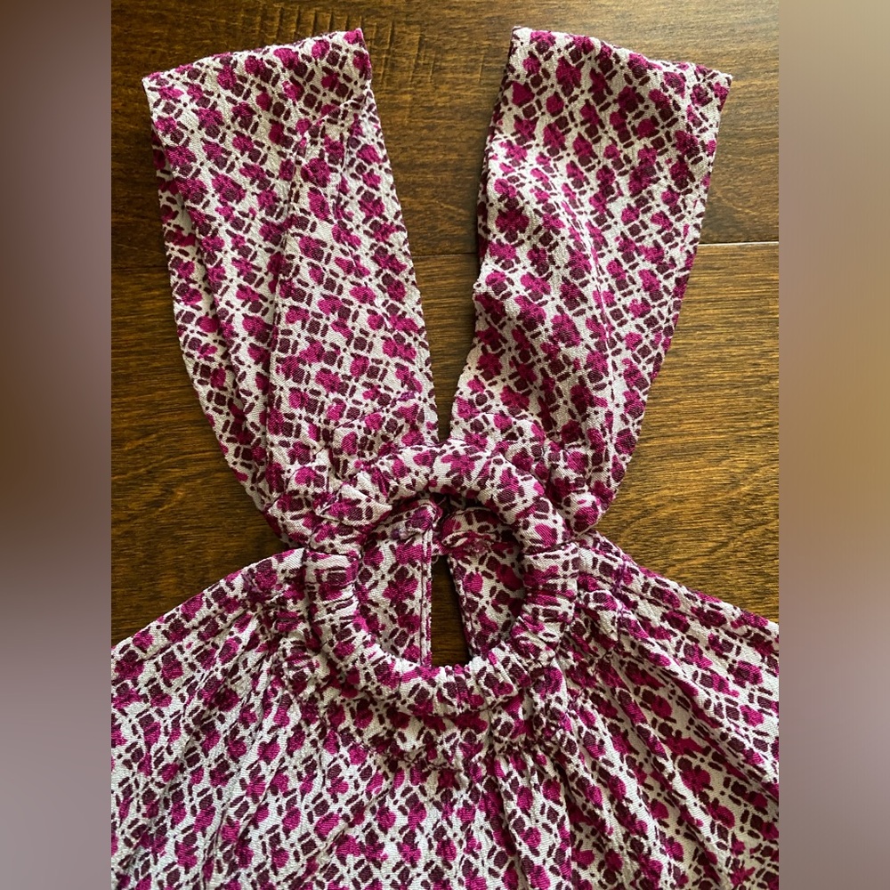 Maeve By Anthropologie Halter Neck Tank, Size 2, Pink/Burgundy/Cream - Picture 6 of 9